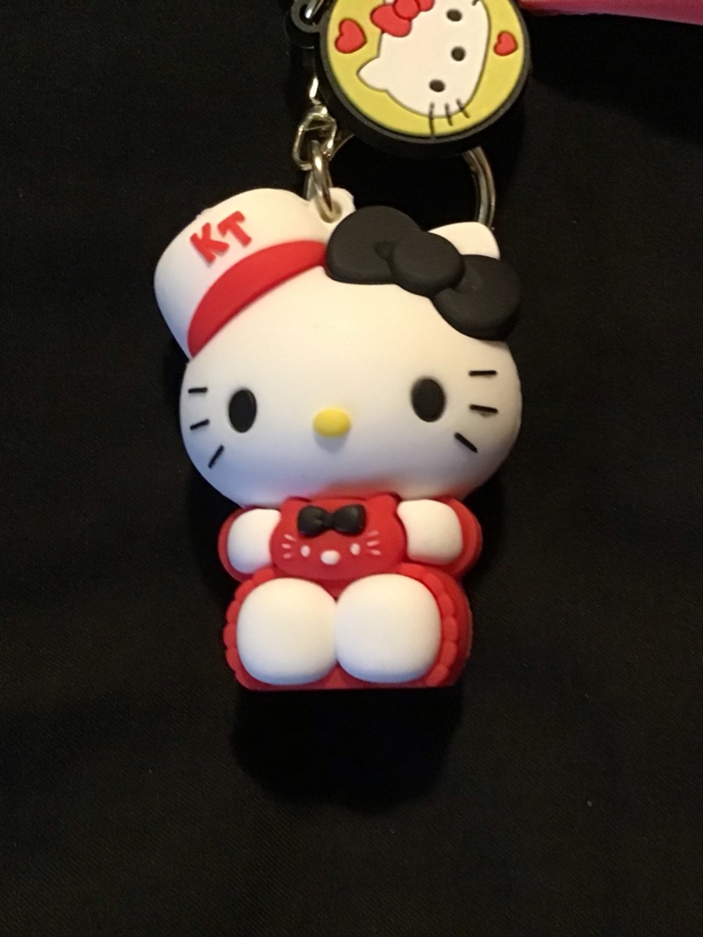 Hello Kitty Red, White & Black Rubber Keychain